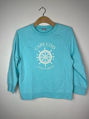 J. Crew Aqua Cape Cod Wheel Graphic Crewneck Sweatshirt